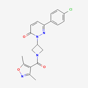 molecular formula C19H17ClN4O3 B2599710 6-(4-Chlorophenyl)-2-[1-(3,5-dimethyl-1,2-oxazole-4-carbonyl)azetidin-3-yl]pyridazin-3-one CAS No. 2380081-00-3