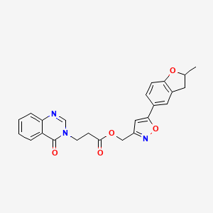 molecular formula C24H21N3O5 B2599713 (5-(2-methyl-2,3-dihydrobenzofuran-5-yl)isoxazol-3-yl)methyl 3-(4-oxoquinazolin-3(4H)-yl)propanoate CAS No. 1203063-62-0