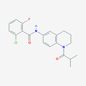 molecular formula C20H20ClFN2O2 B2599719 2-chloro-6-fluoro-N-(1-isobutyryl-1,2,3,4-tetrahydroquinolin-6-yl)benzamide CAS No. 1005292-76-1