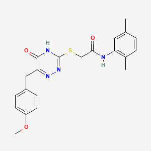 molecular formula C21H22N4O3S B2599721 N-(2,5-二甲苯基)-2-((6-(4-甲氧苄基)-5-氧代-4,5-二氢-1,2,4-三嗪-3-基)硫代)乙酰胺 CAS No. 898624-07-2