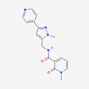molecular formula C17H17N5O2 B2599725 1-Methyl-N-[(2-methyl-5-pyridin-4-ylpyrazol-3-yl)methyl]-2-oxopyridine-3-carboxamide CAS No. 2320852-11-5