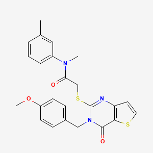 molecular formula C24H23N3O3S2 B2599728 2-{[3-(4-methoxybenzyl)-4-oxo-3,4-dihydrothieno[3,2-d]pyrimidin-2-yl]sulfanyl}-N-methyl-N-(3-methylphenyl)acetamide CAS No. 1252892-61-7