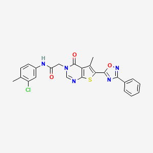 molecular formula C24H18ClN5O3S B2599731 N-(3-chloro-4-methylphenyl)-2-(5-methyl-4-oxo-6-(3-phenyl-1,2,4-oxadiazol-5-yl)thieno[2,3-d]pyrimidin-3(4H)-yl)acetamide CAS No. 1242964-15-3