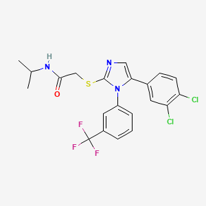 molecular formula C21H18Cl2F3N3OS B2599739 2-((5-(3,4-二氯苯基)-1-(3-(三氟甲基)苯基)-1H-咪唑-2-基)硫代)-N-异丙基乙酰胺 CAS No. 1226428-28-9