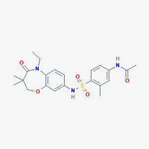 molecular formula C22H27N3O5S B2599741 N-(4-(N-(5-乙基-3,3-二甲基-4-氧代-2,3,4,5-四氢苯并[b][1,4]恶杂环辛-8-基)磺酰胺)-3-甲基苯基)乙酰胺 CAS No. 921990-82-1