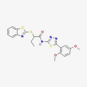 molecular formula C21H20N4O3S3 B2599742 2-(1,3-benzothiazol-2-ylsulfanyl)-N-[5-(2,5-dimethoxyphenyl)-1,3,4-thiadiazol-2-yl]butanamide CAS No. 394238-52-9