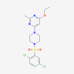 molecular formula C17H20Cl2N4O3S B2599745 4-(4-((2,5-Dichlorophenyl)sulfonyl)piperazin-1-yl)-6-ethoxy-2-methylpyrimidine CAS No. 946271-42-7