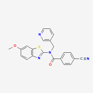 molecular formula C22H16N4O2S B2599748 4-氰基-N-(6-甲氧基苯并[d]噻唑-2-基)-N-(吡啶-3-基甲基)苯甲酰胺 CAS No. 895010-73-8