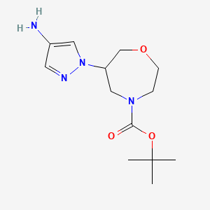 molecular formula C13H22N4O3 B2599749 Tert-butyl 6-(4-aminopyrazol-1-yl)-1,4-oxazepane-4-carboxylate CAS No. 2305254-80-0