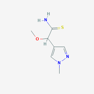 molecular formula C7H11N3OS B2599759 2-methoxy-2-(1-methyl-1H-pyrazol-4-yl)ethanethioamide CAS No. 2138517-44-7