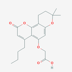 molecular formula C20H24O6 B2599762 [(4-丁基-8,8-二甲基-2-氧代-9,10-二氢-2H,8H-吡喃并[2,3-f]色满-5-基)氧基]乙酸 CAS No. 956569-01-0