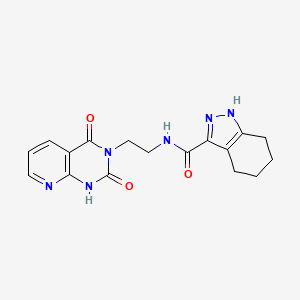 molecular formula C17H18N6O3 B2599764 N-(2-(2,4-二氧代-1,2-二氢吡啶并[2,3-d]嘧啶-3(4H)-基)乙基)-4,5,6,7-四氢-1H-吲唑-3-甲酰胺 CAS No. 2034505-08-1