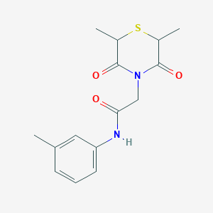 molecular formula C15H18N2O3S B2599765 2-(2,6-dimethyl-3,5-dioxothiomorpholin-4-yl)-N-(3-methylphenyl)acetamide CAS No. 868215-29-6