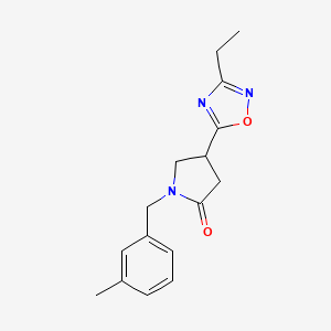 molecular formula C16H19N3O2 B2599787 4-(3-Ethyl-1,2,4-oxadiazol-5-yl)-1-[(3-methylphenyl)methyl]pyrrolidin-2-one CAS No. 1172346-20-1