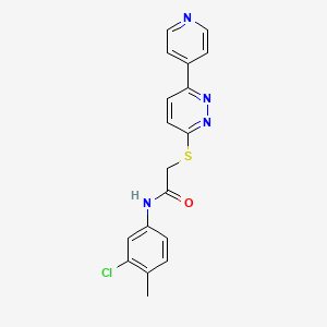 molecular formula C18H15ClN4OS B2599798 N-(3-chloro-4-methylphenyl)-2-(6-pyridin-4-ylpyridazin-3-yl)sulfanylacetamide CAS No. 872987-86-5