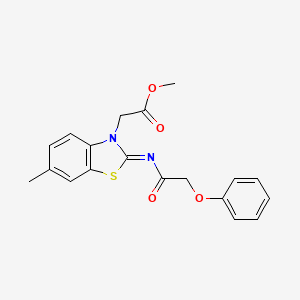 molecular formula C19H18N2O4S B2599807 (Z)-methyl 2-(6-methyl-2-((2-phenoxyacetyl)imino)benzo[d]thiazol-3(2H)-yl)acetate CAS No. 897617-12-8