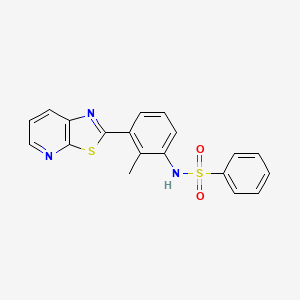 molecular formula C19H15N3O2S2 B2599836 N-(2-methyl-3-(thiazolo[5,4-b]pyridin-2-yl)phenyl)benzenesulfonamide CAS No. 912624-88-5