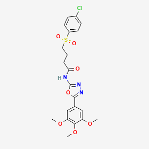 molecular formula C21H22ClN3O7S B2599841 4-((4-chlorophenyl)sulfonyl)-N-(5-(3,4,5-trimethoxyphenyl)-1,3,4-oxadiazol-2-yl)butanamide CAS No. 941951-04-8