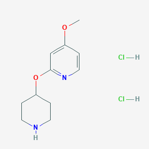 molecular formula C11H18Cl2N2O2 B2599845 4-Methoxy-2-(piperidin-4-yloxy)pyridinedihydrochloride CAS No. 1707580-78-6