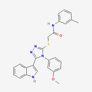 molecular formula C26H23N5O2S B2599850 2-((5-(1H-indol-3-yl)-4-(3-methoxyphenyl)-4H-1,2,4-triazol-3-yl)thio)-N-(m-tolyl)acetamide CAS No. 946251-58-7