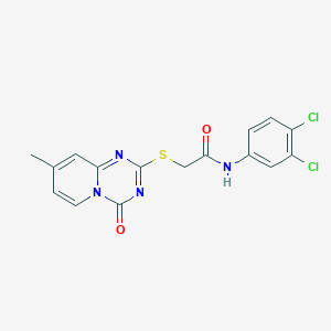 molecular formula C16H12Cl2N4O2S B2599852 N-(3,4-二氯苯基)-2-(8-甲基-4-氧代吡啶并[1,2-a][1,3,5]三嗪-2-基)硫代乙酰胺 CAS No. 896336-33-7