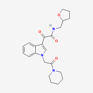molecular formula C22H27N3O4 B2599857 2-oxo-N-(oxolan-2-ylmethyl)-2-[1-(2-oxo-2-piperidin-1-ylethyl)indol-3-yl]acetamide CAS No. 872861-17-1