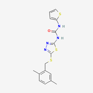 molecular formula C16H16N4OS3 B2599861 1-(5-((2,5-Dimethylbenzyl)thio)-1,3,4-thiadiazol-2-yl)-3-(thiophen-2-yl)urea CAS No. 1351619-11-8
