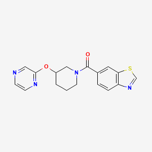 molecular formula C17H16N4O2S B2599863 Benzo[d]thiazol-6-yl(3-(pyrazin-2-yloxy)piperidin-1-yl)methanone CAS No. 2034578-73-7