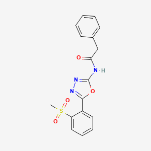 molecular formula C17H15N3O4S B2599871 N-[5-(2-methylsulfonylphenyl)-1,3,4-oxadiazol-2-yl]-2-phenylacetamide CAS No. 886925-43-5