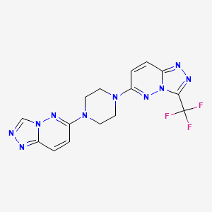 molecular formula C15H13F3N10 B2599874 6-[4-([1,2,4]Triazolo[4,3-b]pyridazin-6-yl)piperazin-1-yl]-3-(trifluoromethyl)-[1,2,4]triazolo[4,3-b]pyridazine CAS No. 2380194-73-8