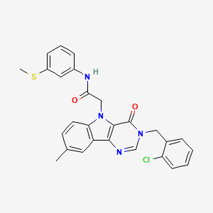 2-(3-(2-chlorobenzyl)-8-methyl-4-oxo-3H-pyrimido[5,4-b]indol-5(4H)-yl)-N-(3-(methylthio)phenyl)acetamide