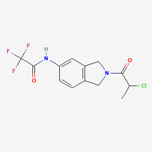 molecular formula C13H12ClF3N2O2 B2599889 N-[2-(2-Chloropropanoyl)-1,3-dihydroisoindol-5-yl]-2,2,2-trifluoroacetamide CAS No. 2411287-53-9