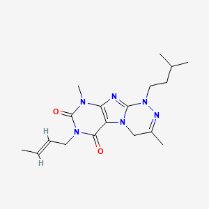 molecular formula C18H26N6O2 B2599903 (E)-7-(but-2-en-1-yl)-1-isopentyl-3,9-dimethyl-1,4-dihydro-[1,2,4]triazino[3,4-f]purine-6,8(7H,9H)-dione CAS No. 941102-13-2