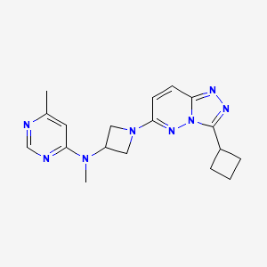 molecular formula C18H22N8 B2599908 N-(1-{3-环丁基-[1,2,4]三唑并[4,3-b]哒嗪-6-基}氮杂环丁-3-基)-N,6-二甲基嘧啶-4-胺 CAS No. 2198365-44-3