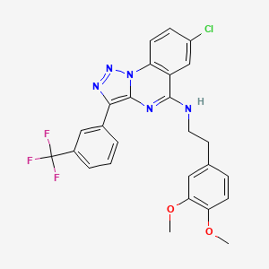 B2599918 7-chloro-N-(3,4-dimethoxyphenethyl)-3-(3-(trifluoromethyl)phenyl)-[1,2,3]triazolo[1,5-a]quinazolin-5-amine CAS No. 893789-72-5