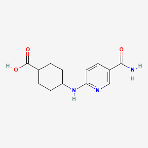 molecular formula C13H17N3O3 B2599921 4-[(5-Carbamoylpyridin-2-yl)amino]cyclohexane-1-carboxylic acid CAS No. 2137037-42-2