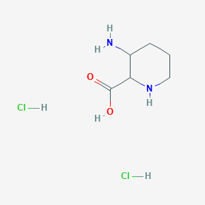 molecular formula C6H14Cl2N2O2 B2599930 3-Aminopiperidine-2-carboxylic acid;dihydrochloride CAS No. 2305254-77-5