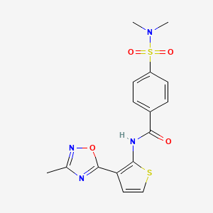 molecular formula C16H16N4O4S2 B2599941 4-(N,N-二甲基磺酰氨基)-N-(3-(3-甲基-1,2,4-恶二唑-5-基)噻吩-2-基)苯甲酰胺 CAS No. 2034302-69-5