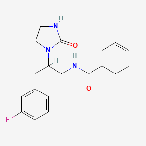 molecular formula C19H24FN3O2 B2599943 N-(3-(3-fluorophenyl)-2-(2-oxoimidazolidin-1-yl)propyl)cyclohex-3-enecarboxamide CAS No. 1421489-97-5