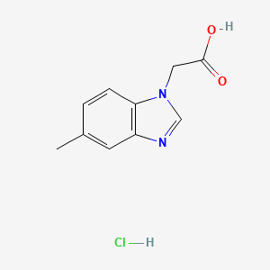 molecular formula C10H11ClN2O2 B2599962 2-(5-甲基苯并咪唑-1-基)乙酸；盐酸盐 CAS No. 1803566-70-2