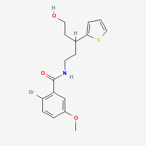 2-bromo-N-(5-hydroxy-3-(thiophen-2-yl)pentyl)-5-methoxybenzamide