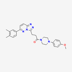 molecular formula C27H30N6O2 B2599970 3-[6-(3,4-二甲基苯基)-[1,2,4]三唑并[4,3-b]哒嗪-3-基]-1-[4-(4-甲氧基苯基)哌嗪-1-基]丙-1-酮 CAS No. 1185044-95-4
