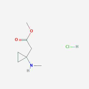 molecular formula C7H14ClNO2 B2599979 Methyl 2-[1-(methylamino)cyclopropyl]acetate;hydrochloride CAS No. 2241128-30-1