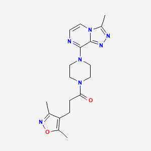 3-(3,5-Dimethylisoxazol-4-yl)-1-(4-(3-methyl-[1,2,4]triazolo[4,3-a]pyrazin-8-yl)piperazin-1-yl)propan-1-one