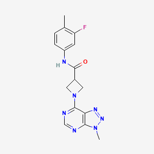 molecular formula C16H16FN7O B2599996 N-(3-氟-4-甲基苯基)-1-(3-甲基-3H-[1,2,3]三唑并[4,5-d]嘧啶-7-基)氮杂环丁-3-甲酰胺 CAS No. 1448036-07-4
