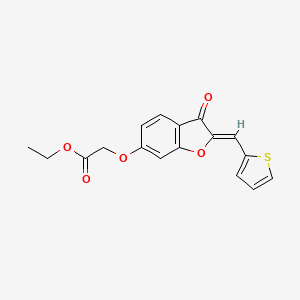 molecular formula C17H14O5S B2600010 (Z)-ethyl 2-((3-oxo-2-(thiophen-2-ylmethylene)-2,3-dihydrobenzofuran-6-yl)oxy)acetate CAS No. 623117-59-9