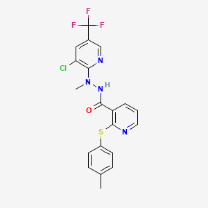 molecular formula C20H16ClF3N4OS B2600015 N'-[3-chloro-5-(trifluoromethyl)pyridin-2-yl]-N'-methyl-2-(4-methylphenyl)sulfanylpyridine-3-carbohydrazide CAS No. 1024403-13-1