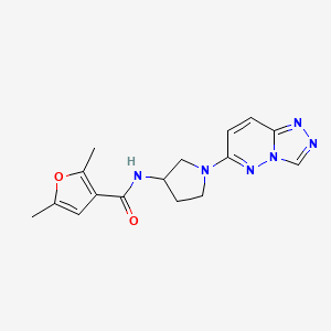 molecular formula C16H18N6O2 B2600020 N-(1-([1,2,4]三唑并[4,3-b]哒嗪-6-基)吡咯烷-3-基)-2,5-二甲基呋喃-3-甲酰胺 CAS No. 2034493-75-7