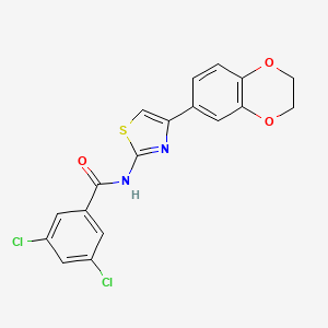molecular formula C18H12Cl2N2O3S B2600025 3,5-dichloro-N-[4-(2,3-dihydro-1,4-benzodioxin-6-yl)-1,3-thiazol-2-yl]benzamide CAS No. 888410-82-0
