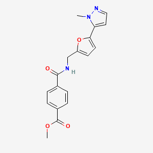 molecular formula C18H17N3O4 B2600028 Methyl 4-[[5-(2-methylpyrazol-3-yl)furan-2-yl]methylcarbamoyl]benzoate CAS No. 2415624-42-7